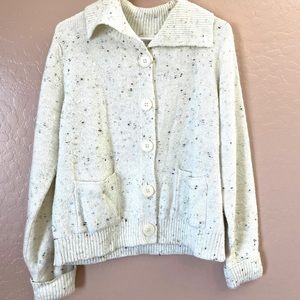 Vintage White Speckled Button Cardigan
